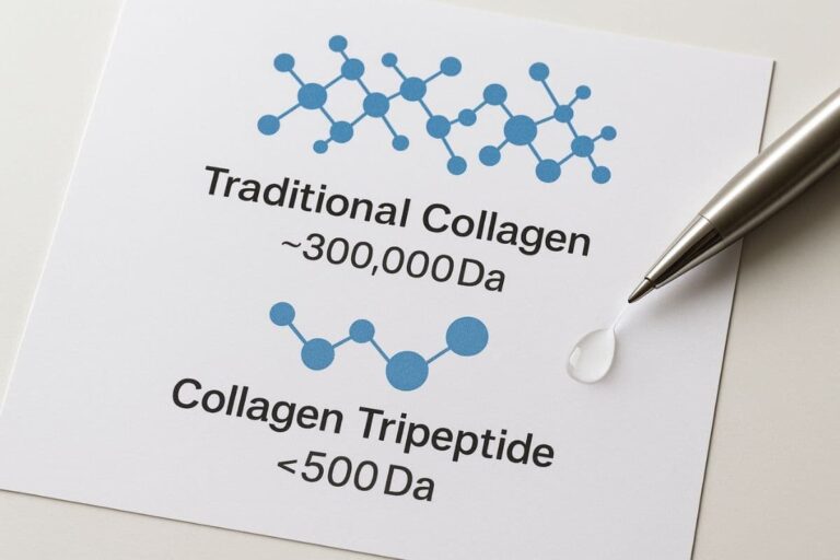 Perbandingan saiz molekul khasiat kolagen tripeptide untuk penyerapan kulit
